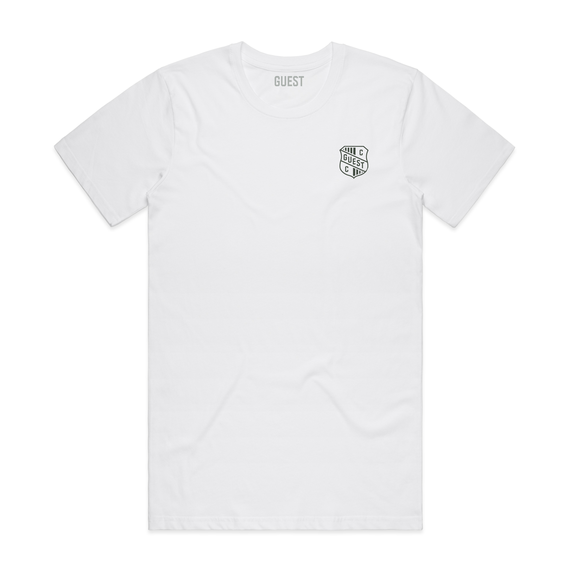 White Country Club GUEST t-shirt with small crest logo on left chest